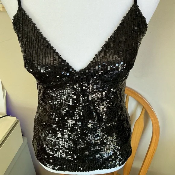 Vintage Y2K Forever 21 Black Sequin Camisole tank top - Picture 2 of 3